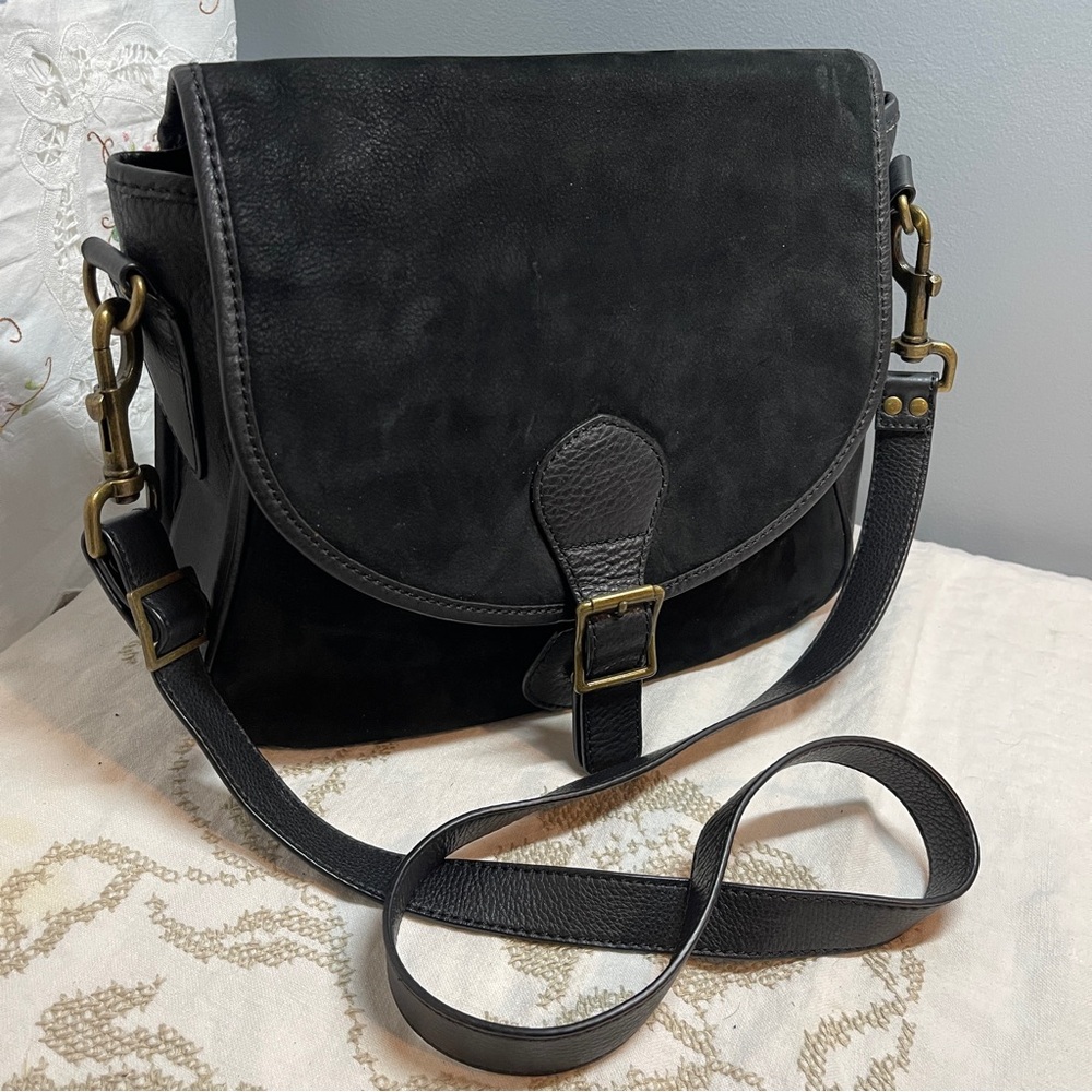 Filson Classic All-Leather Shoulder bag black suede and smooth leather